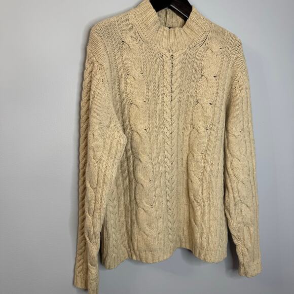 Brooks Brothers Wool Heavy Cable Knit Fisherman High Neck Women’s L Cream - Picture 3 of 8